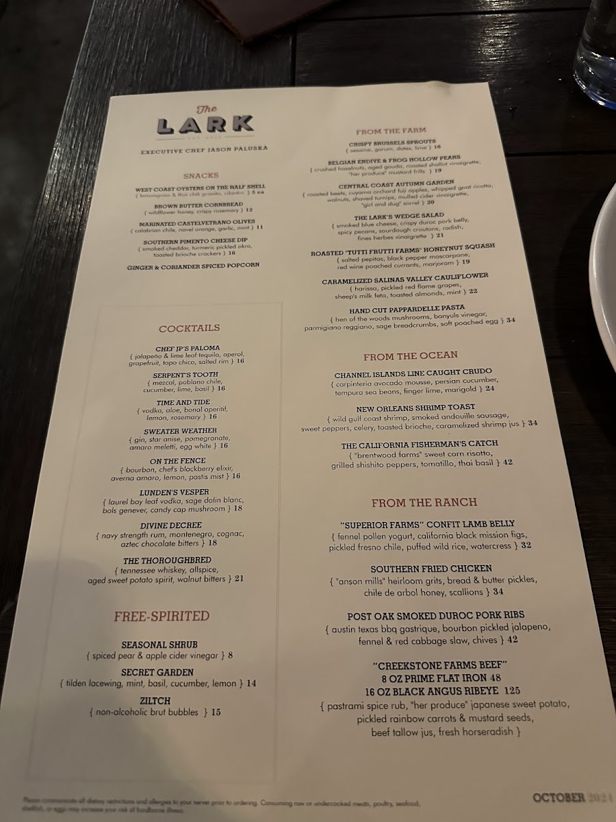 Menu The Lark Santa Barbara-10