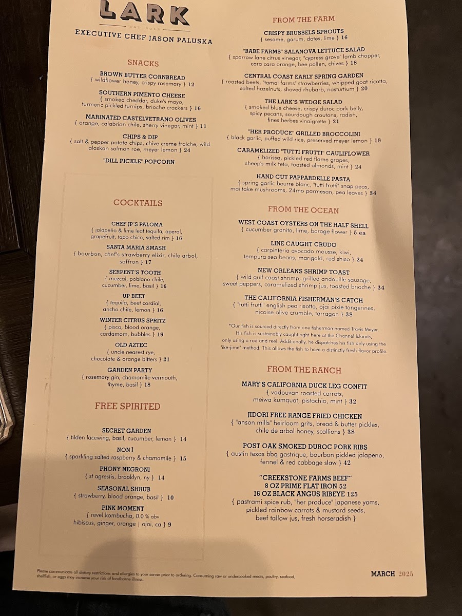 Menu The Lark Santa Barbara-2