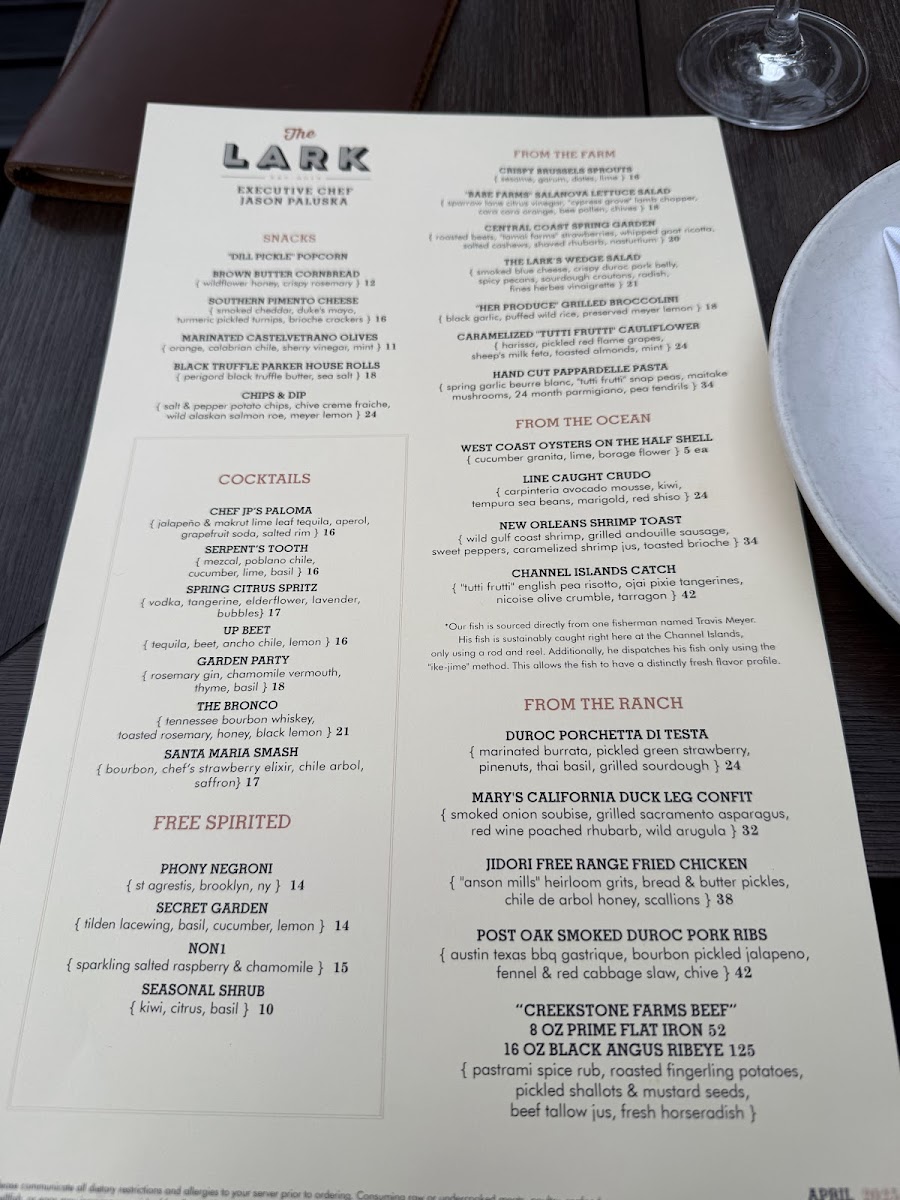 Menu The Lark Santa Barbara-4