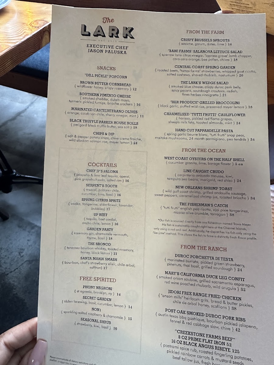 Menu The Lark Santa Barbara-5