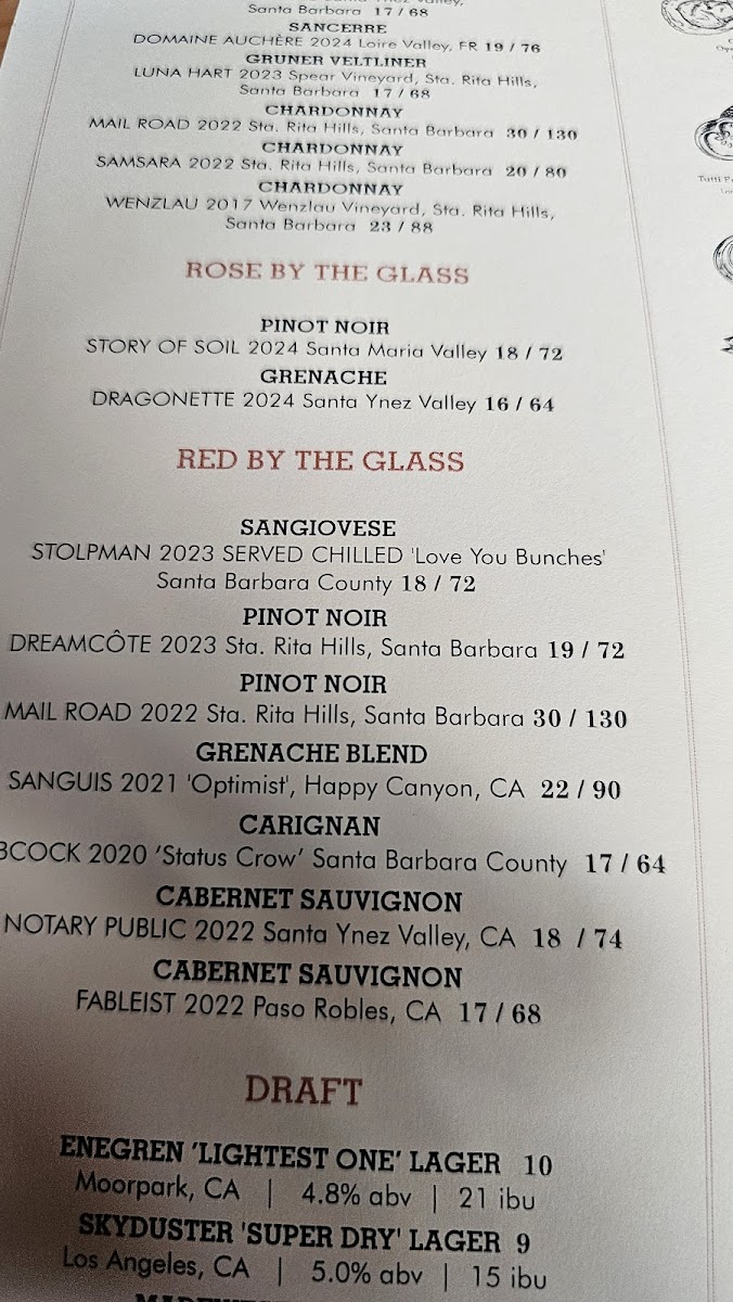 Menu The Lark Santa Barbara-6