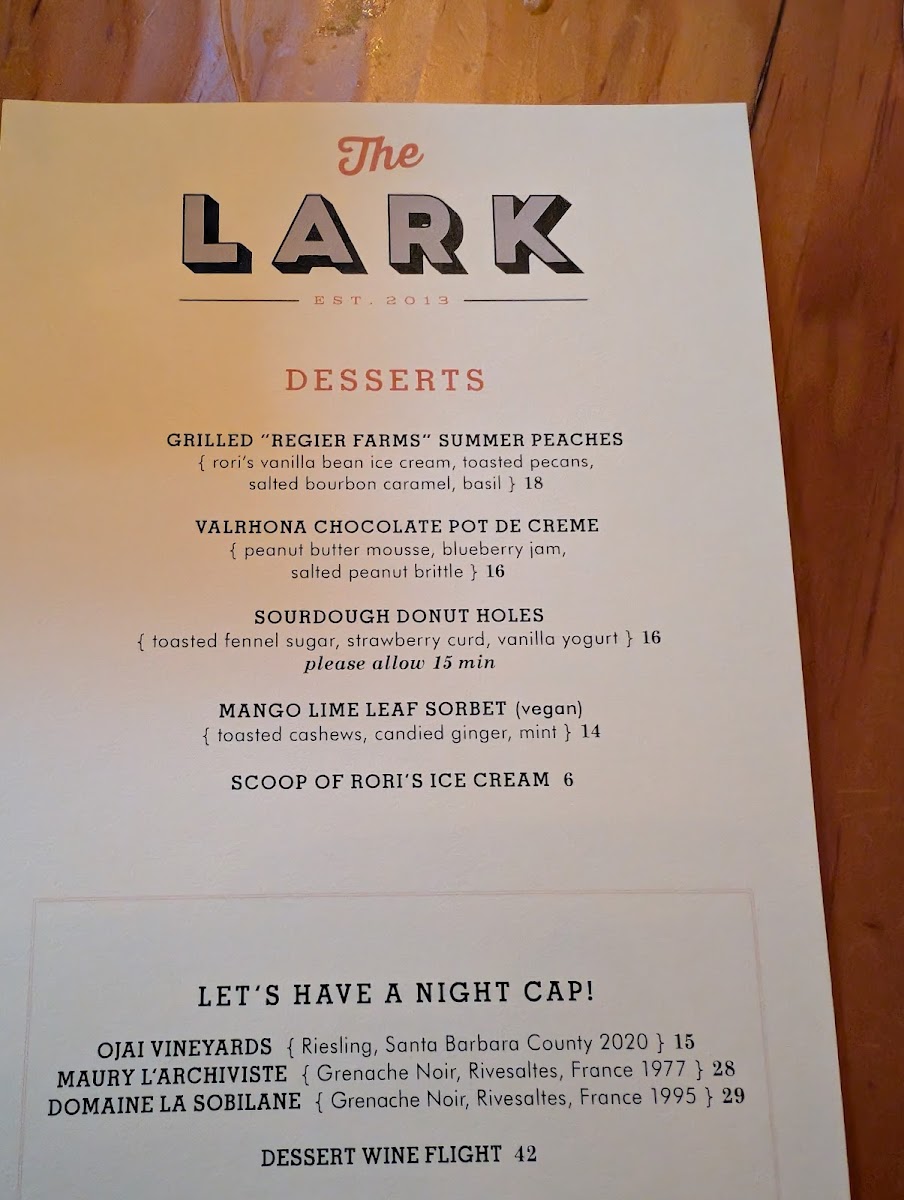 Menu The Lark Santa Barbara-7