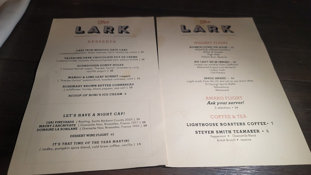Menu The Lark Santa Barbara-8